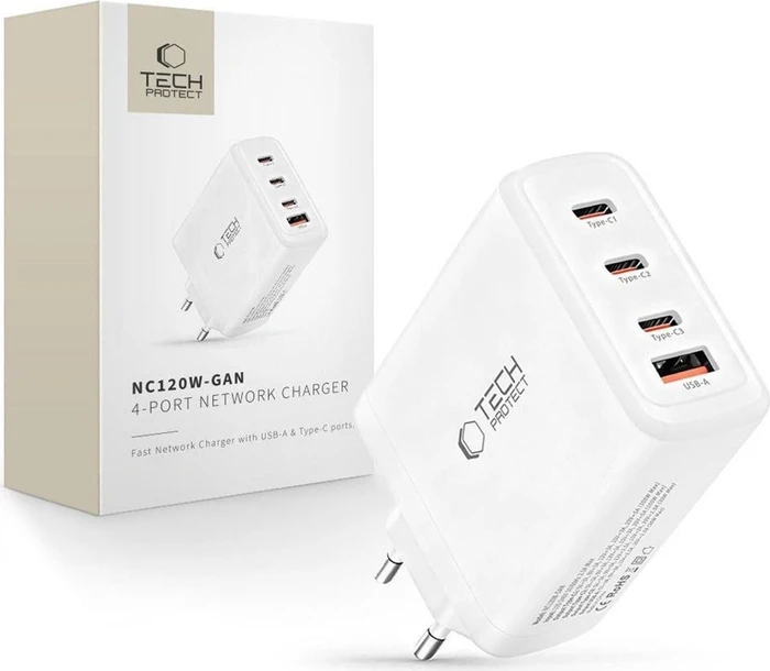 Tech-Protect NC120W Wall Charger 4-Port PD 120W weiß