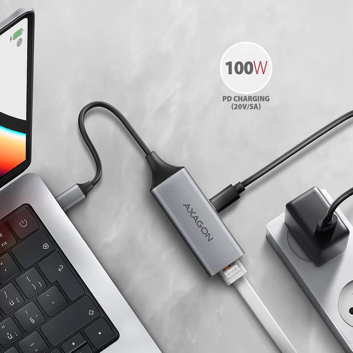 Axagon Gigabit LAN-Adapter, RJ-45, USB-C 3.0, 100W PD [Stecker]