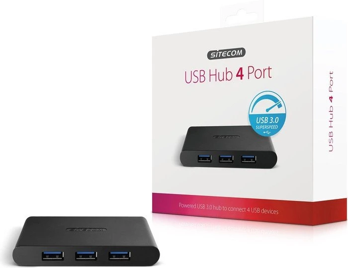 Sitecom USB-Hub, 4x USB-A 3.0, USB 3.0 Micro-B [Buchse]