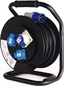 Carbest CEE-Kabeltrommel H07 RN-F, CEE 230V/16A auf 2x Schuko + 1x CEE 230V/16A, 25m, IP44, H07RN-F 3G2,5