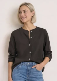Street One Strick-Look Jacke mit dekorativen Knöpfen Strickjacke black coffee (Damen)
