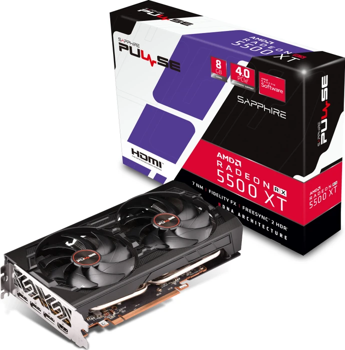 Sapphire Pulse Radeon RX 5500 XT 8G, 8GB GDDR6, HDMI, 3x DP, lite retail