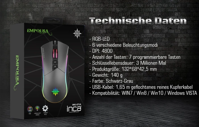 Inca IMG-GT19 RGB Gaming Mouse, USB