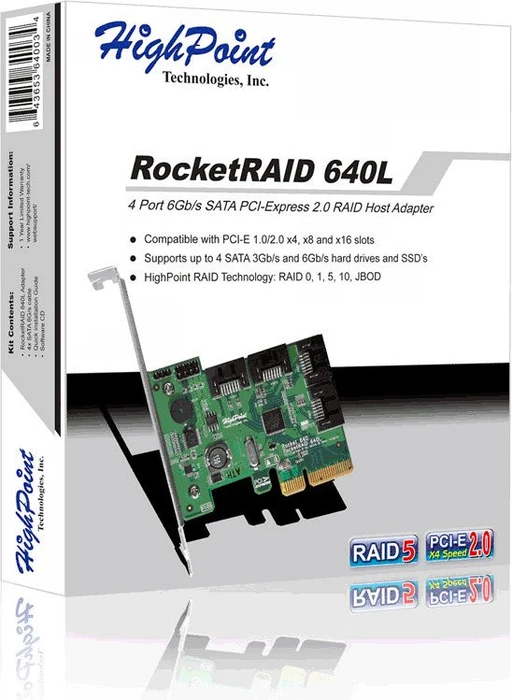 HighPoint RocketRAID 640L, PCIe 2.0 x4