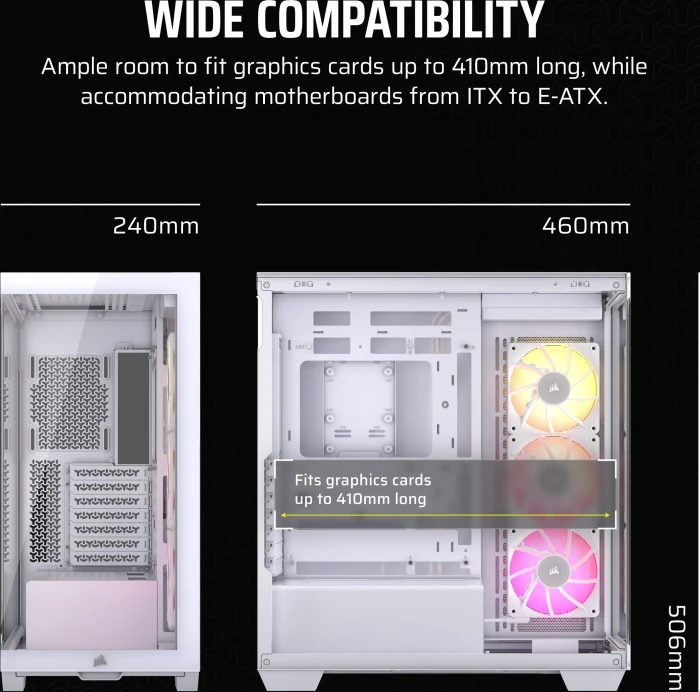 Corsair iCue 3500X RGB, weiß, Glasfenster