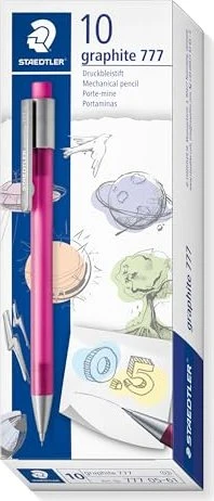 Staedtler graphite 777 Druckbleistift B 0.5mm graphit, rosa, Radierer, 10er-Pack