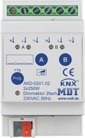 MDT Dimmaktor AKD 2-fach, 3TE REG, 230V/250W und Wirkleistungsmessung (AKD-0201.02)