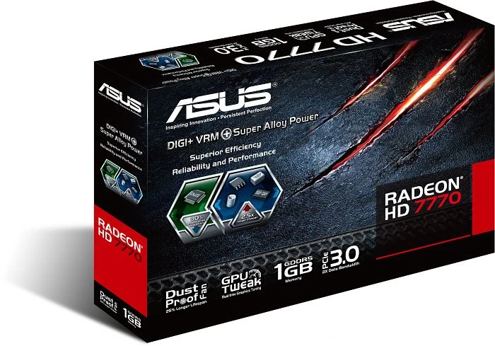 ASUS Radeon HD 7770 GHz Edition, HD7770-1GD5, 1GB GDDR5, DVI, HDMI, DP