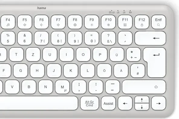 Hama WK-500 kompakte Multi-Device-Tastatur, grau/weiß, USB/Bluetooth, DE