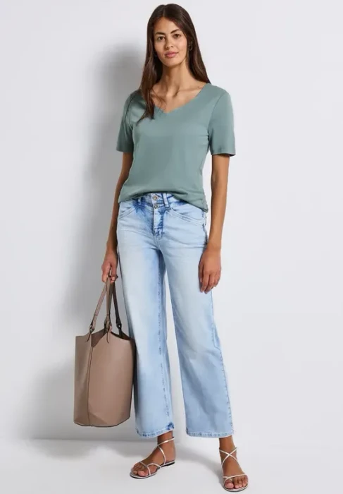 Street One Herzausschnitt T-Shirt kurzarm arona blue (Damen)