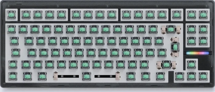 Wooting 80HE Ghost, Barebone Tastatur + HE Switch Set (Lekker V2 L60 Linear), ohne Tastenkappen, grau/transluzent, ISO