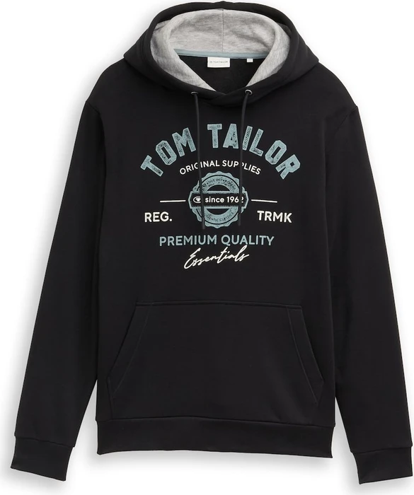 Tom Tailor Logo-Print Hoodie almost black (Herren)
