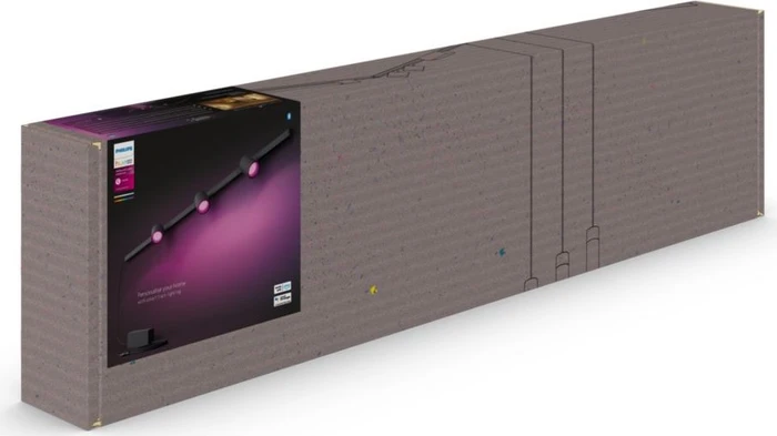 Philips Hue White and Color Ambiance Basis Perifo Schienensystem für die Wand gerade mit 3 Spots schwarz