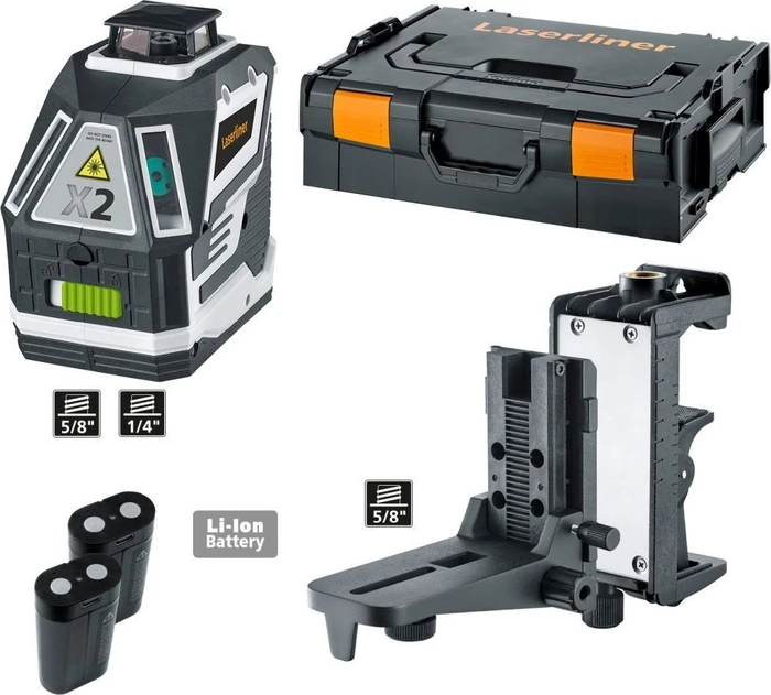 Laserliner X2-Laser Pro Akku-Kreuzlaser inkl. L-Boxx + 2 Akkus 5.2Ah