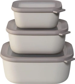 Mepal Multischüssel Cirqula rechteckig hoch Aufbewahrungsbehälter-Set nordic white, 3-tlg.