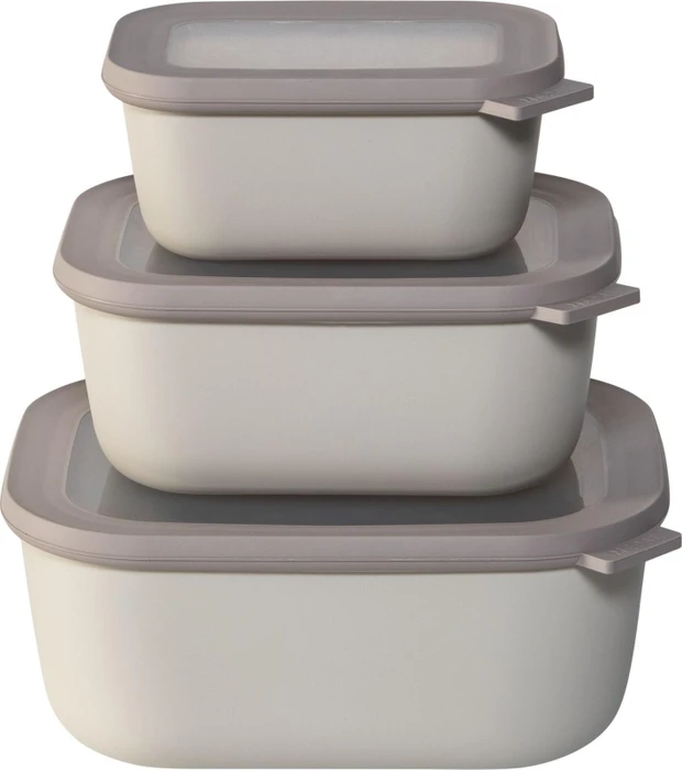 Mepal Multischüssel Cirqula rechteckig hoch Aufbewahrungsbehälter-Set nordic white, 3-tlg.