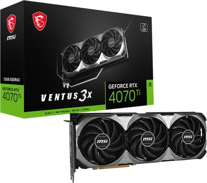 MSI GeForce RTX 4070 Ti Ventus 3X E1 12G, 12GB GDDR6X, HDMI, 3x DP
