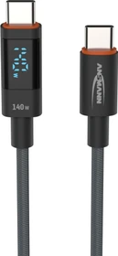 Ansmann USB-C Kabel, USB 2.0, 480Mb/s, 140W PD 3.1, USB-C Stecker auf USB-C Stecker, schwarz, 1.2m (1700-0176)