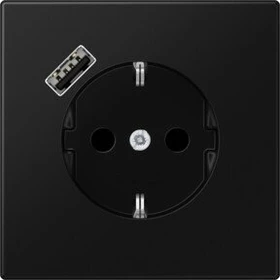 Jung SCHUKO-Steckdose mit USB-Ladegerät Safety+, graphitschwarz matt