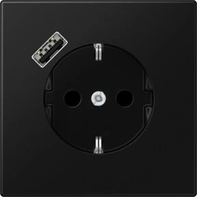 Jung SCHUKO-Steckdose mit USB-Ladegerät Safety+, graphitschwarz matt