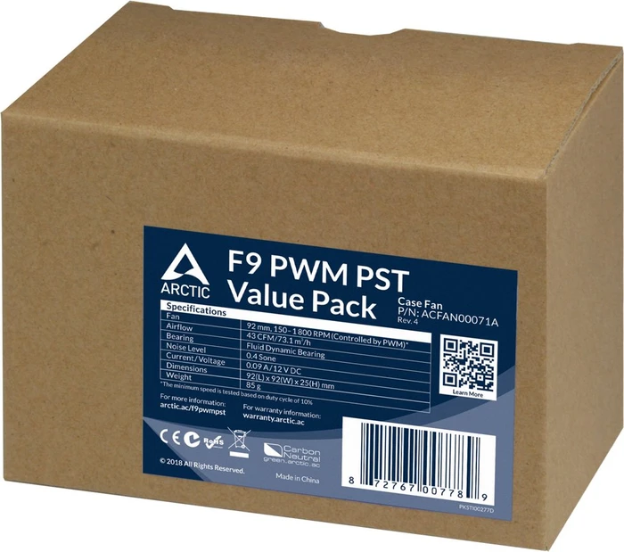 ARCTIC F9 PWM PST, 92mm, 5er-Pack