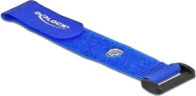 DeLOCK Klett-Kabelbinder mit Schlaufe und Befestigungsöse, 25mm, 190mm, blau, 5 Stück