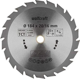 Wolfcraft Serie Grün Kreissägeblatt 22Z, 184x2.4x16mm, 1 Stück