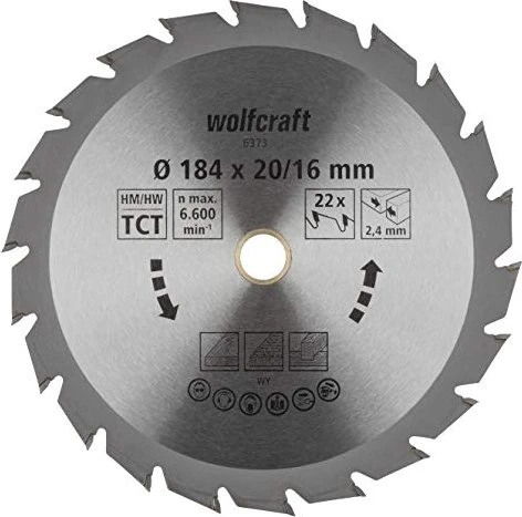 Wolfcraft Serie Grün Kreissägeblatt 22Z, 184x2.4x16mm, 1 Stück