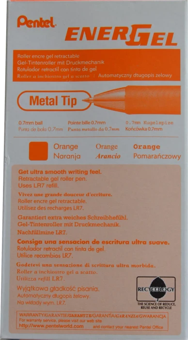 Pentel EnerGel XM BL77 Gelroller silber/orange, 12er-Pack