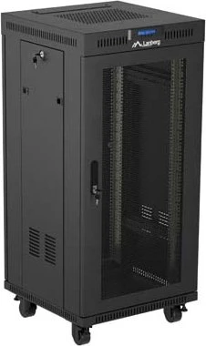 Lanberg 19" Rackschrank 24HE, LCD, freistehend, Flat Pack, V2, Gitternetztür, IP20, RAL 9004, 600mm tief