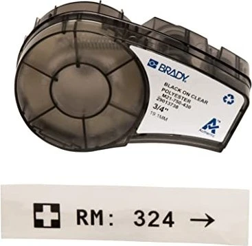 Brady Polester Transparent Beschriftungsband, 19.1mm, schwarz/transparent