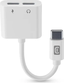 Cellularline Adapter Sound & Charge USB Type-C auf 2x USB Type-C weiß