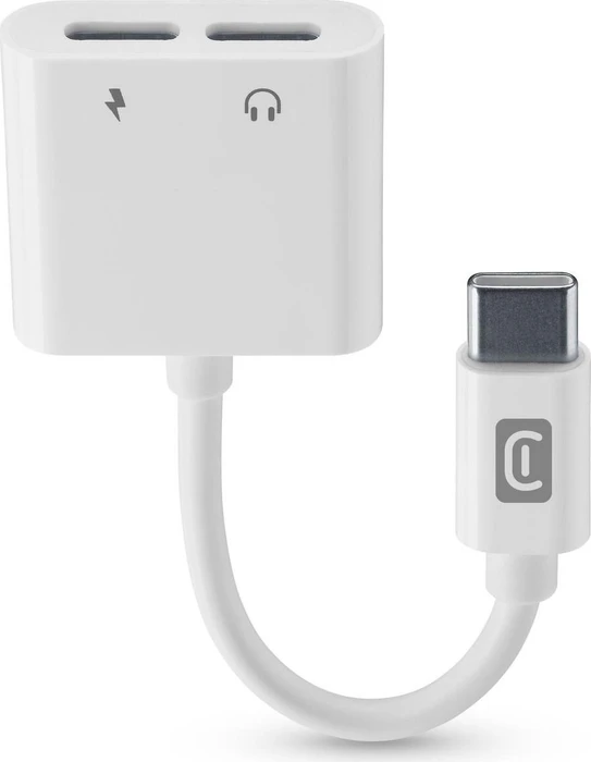 Cellularline Adapter Sound & Charge USB Type-C auf 2x USB Type-C weiß