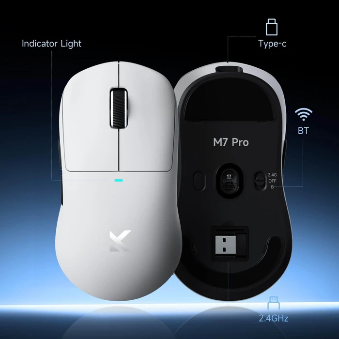 Mchose M7 Ultra 8K Lightweight Wireless Gaming Mouse, schwarz, USB/Bluetooth