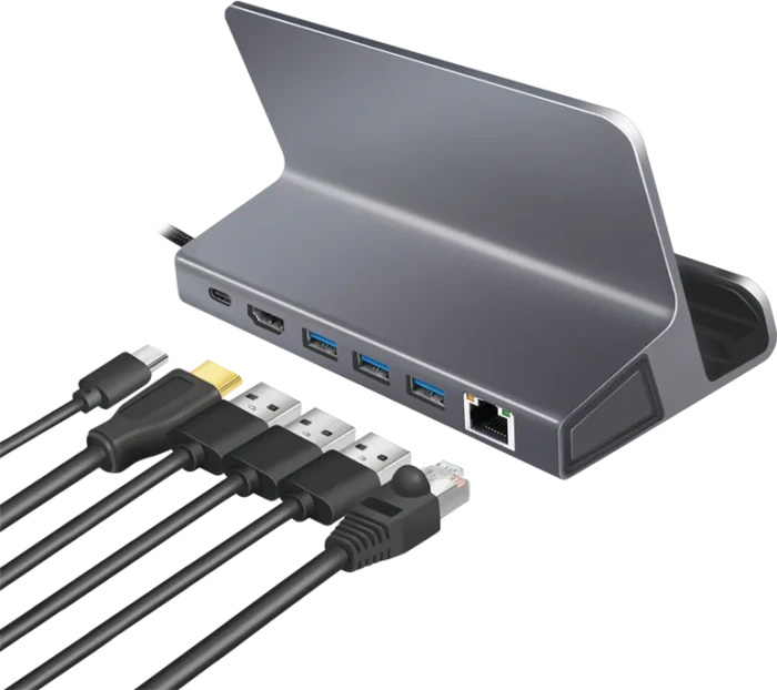 LogiLink 6-Port Dockingstation und Halterung, USB-C 3.0 [Stecker]