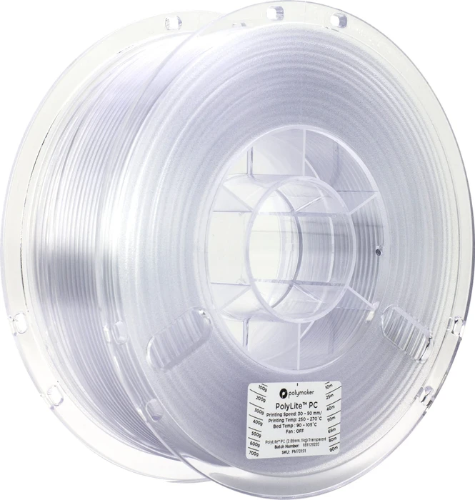 Polymaker PolyLite PC, farblos/transparent, Spule, 2.85mm, 1.00kg
