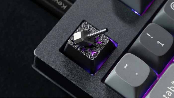 Keychron Hammer Alu Alloy Artisan Keycap, Acryl, Aluminium, Titanium, schwarz/silber, 1 Taste