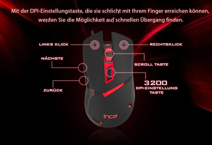 Inca Gaming Tastatur Maus Set mit Mauspad schwarz, USB, DE