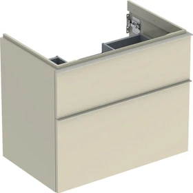 Geberit iCon Unterschrank für Handwaschbecken mit 2 Schubladen 74cm, Korpus und Front: sand-grau/lackiert hochglänzend, Griff: sand-grau/pulverbeschichtet matt