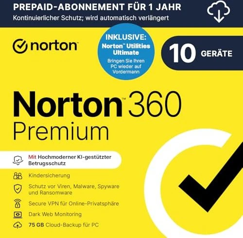NortonLifeLock Norton 360 Premium, 10 User, 1 Jahr, ESD (deutsch) (Multi-Device)