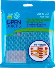 Open Bricks Stapelbare Bauplatte 20x20 Four Pack transparent
