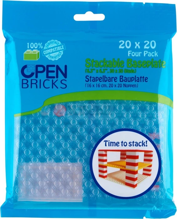 Open Bricks Stapelbare Bauplatte 20x20 Four Pack transparent