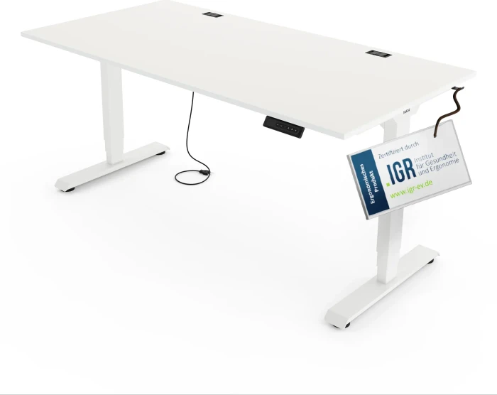 Yaasa Desk Essential elektrisch höhenverstellbarer Sitz-Steh-Schreibtisch 180x80cm weiß/weiß