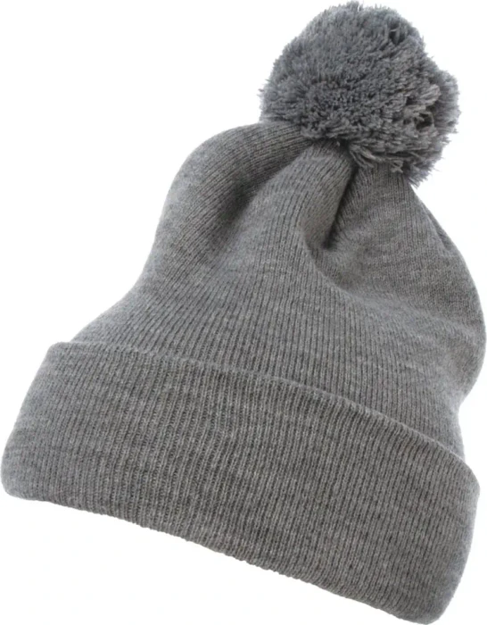 Flexfit YP Classics Cuffed Pom Pom Knit Beanie heather grey
