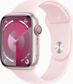 Apple Watch Series 9 (GPS + Cellular) 45mm Aluminium rosé mit Sportarmband M/L hellrosa