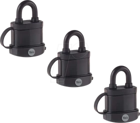 Yale Black Line Outdoor Y222B/35, Vorhängeschloss, 3er-Pack