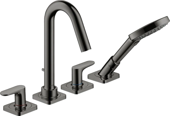 Hansgrohe Axor Citterio M 4-Loch Wannenrandarmatur mit Hebelgriffen und Rosetten polished black chrome