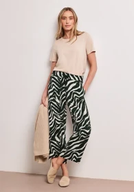 Street One Gemusterte Wide Leg Hose pine grove green (Damen)