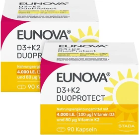 Stada Eunova DuoProtect D3 + K2 4000 I.E. Kapseln, 180 Stück (2x 90 Stück)