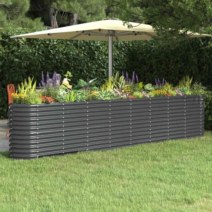 vidaXL Stahl Hochbeet oval 322x40cm anthrazit